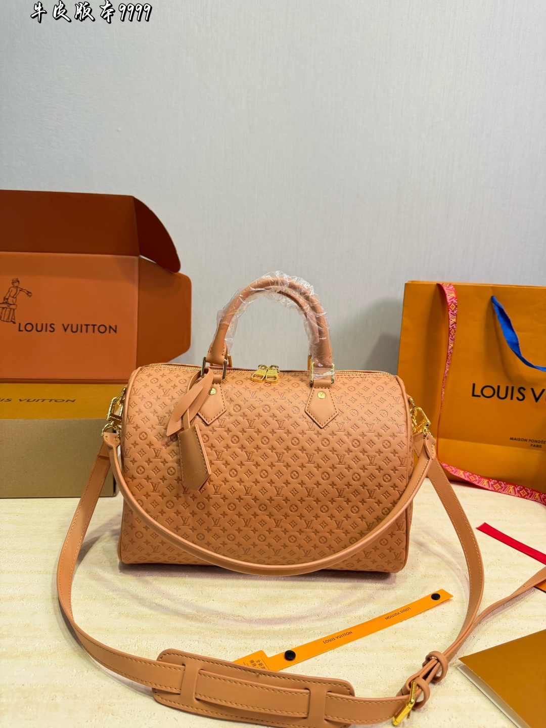 LV Speedy Handbag Monogram Canvas Cowhide Leather Crossbody